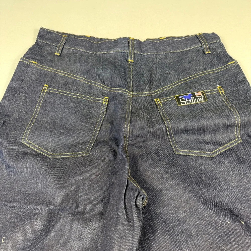 Stallion Straight Leg Jeans L Blue Indigo High Rise Made in USA Cotton Denim